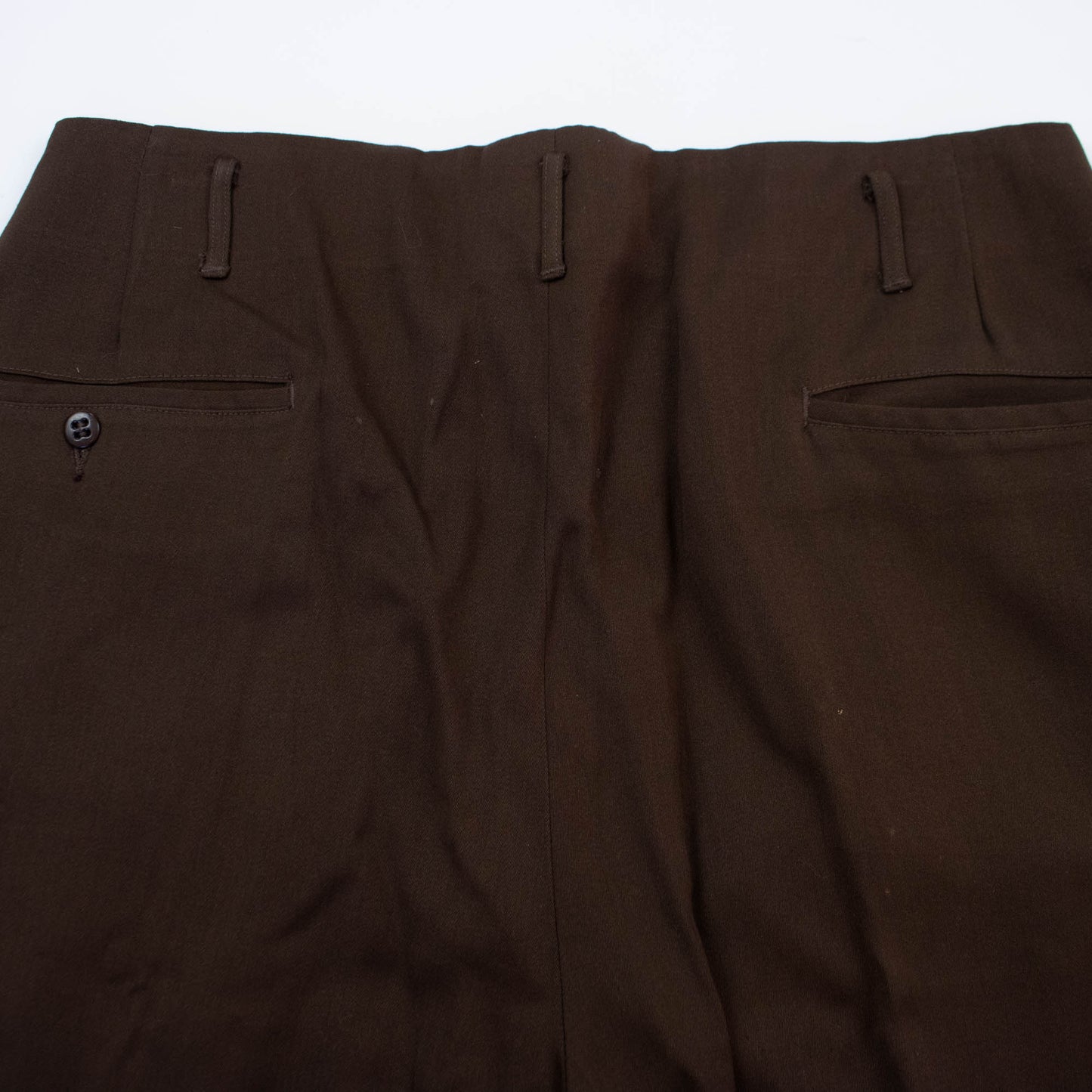 Waist Sz 34 50s Drop Loop Deadstock Brown Gaberdine Slacks