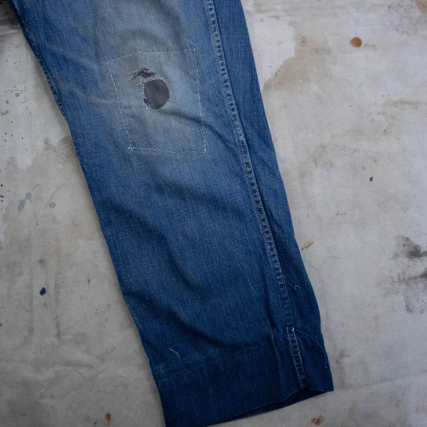 Side Zip Jeans with Original Repairs
