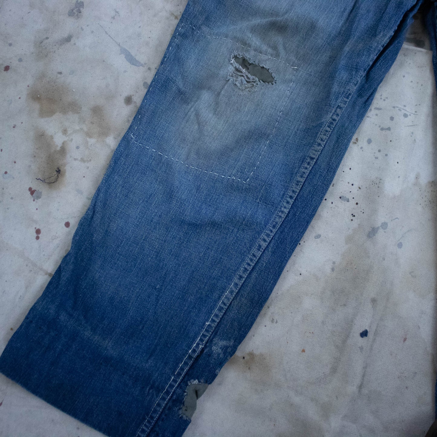 Side Zip Jeans with Original Repairs