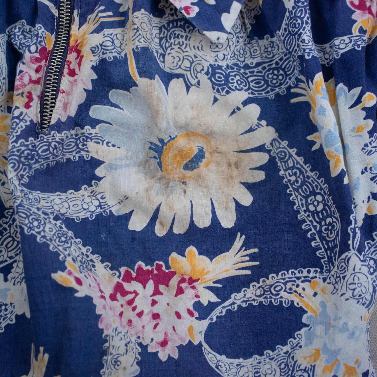 1930s/40s Floral Blouse with Neck Zip