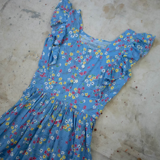 40s Cornflower Feedsack Dress