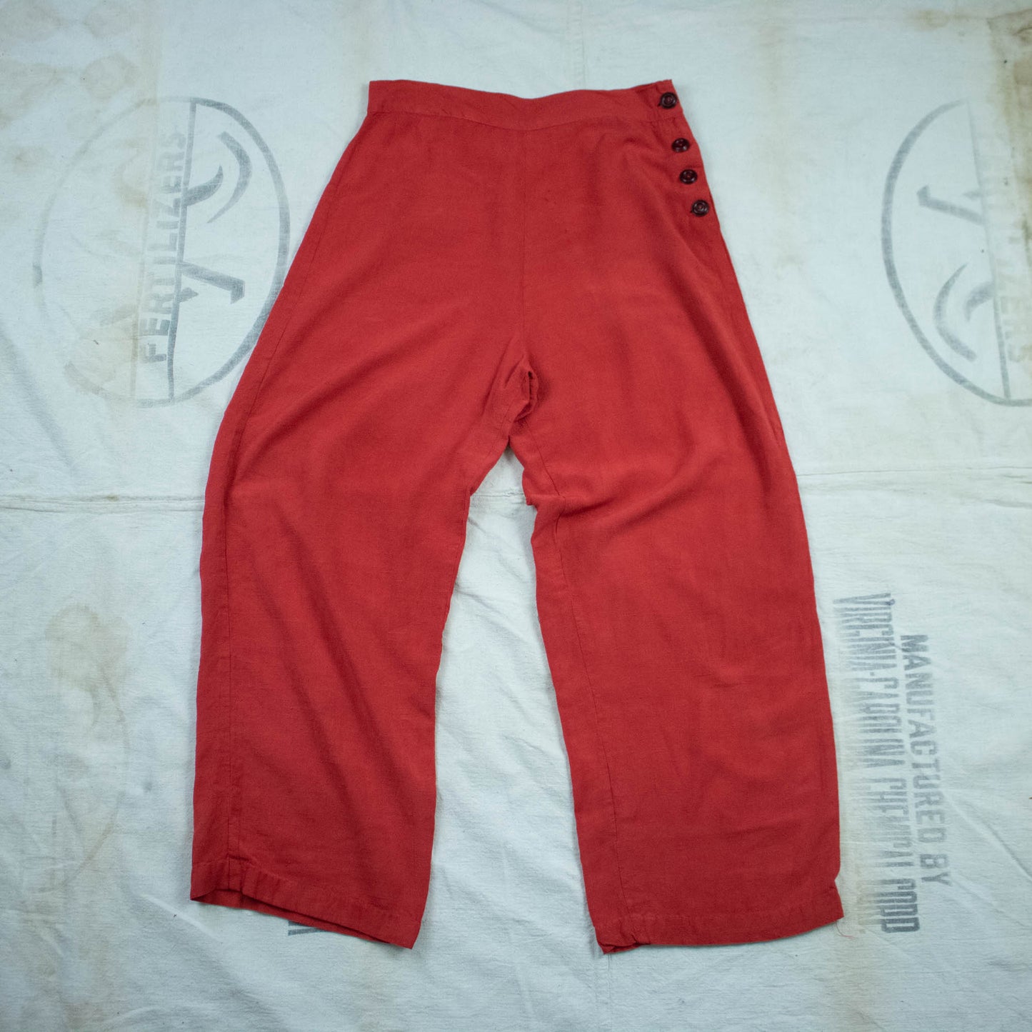 Ruby Red Side Button Trousers