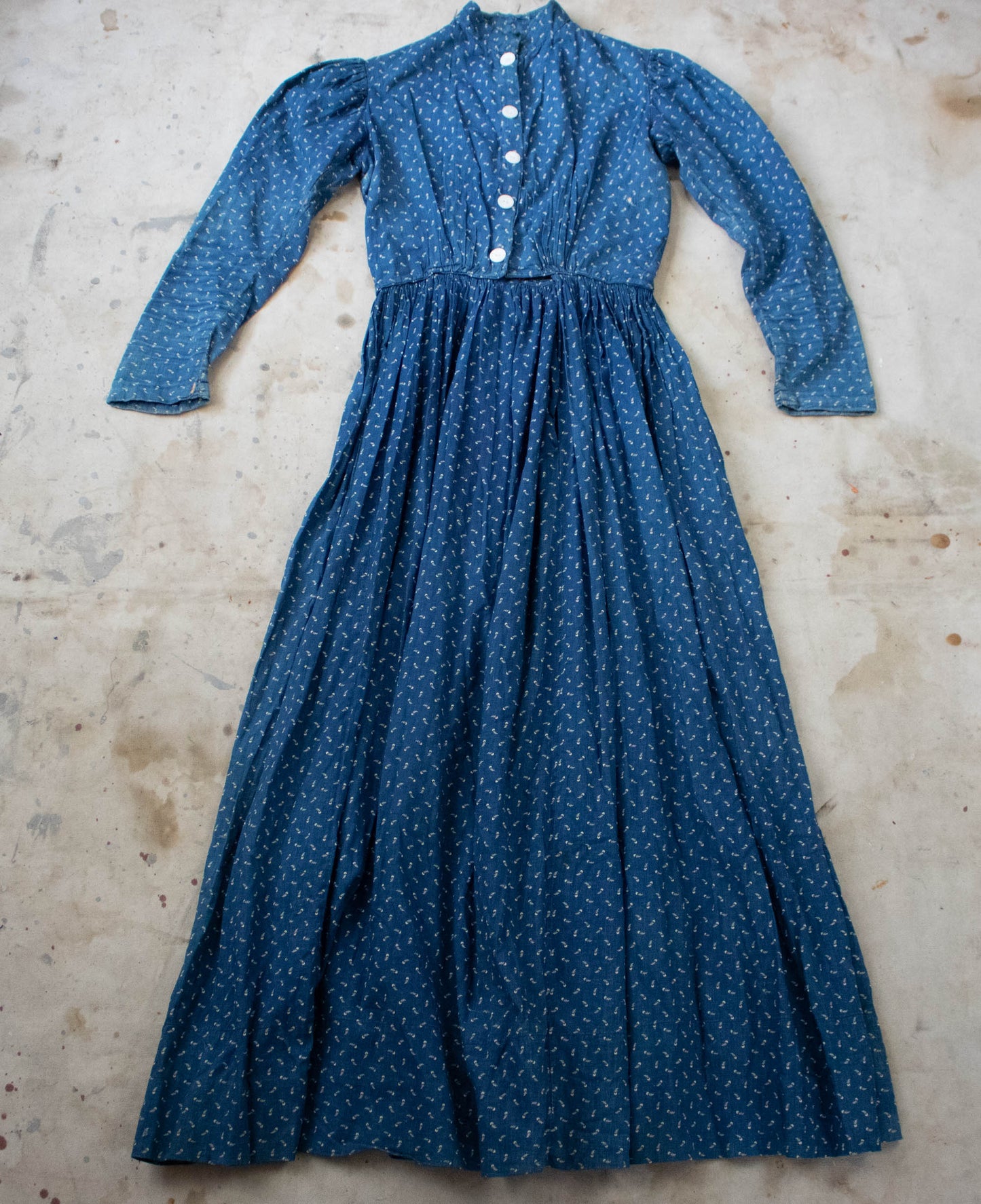 Antique Indigo Calico Dress