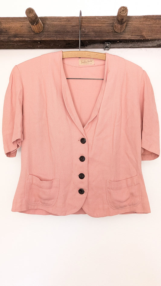 40s Pink Cotton Blouse