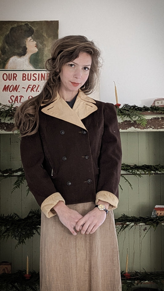 1930s Chocolate Brown Reversible Coat
