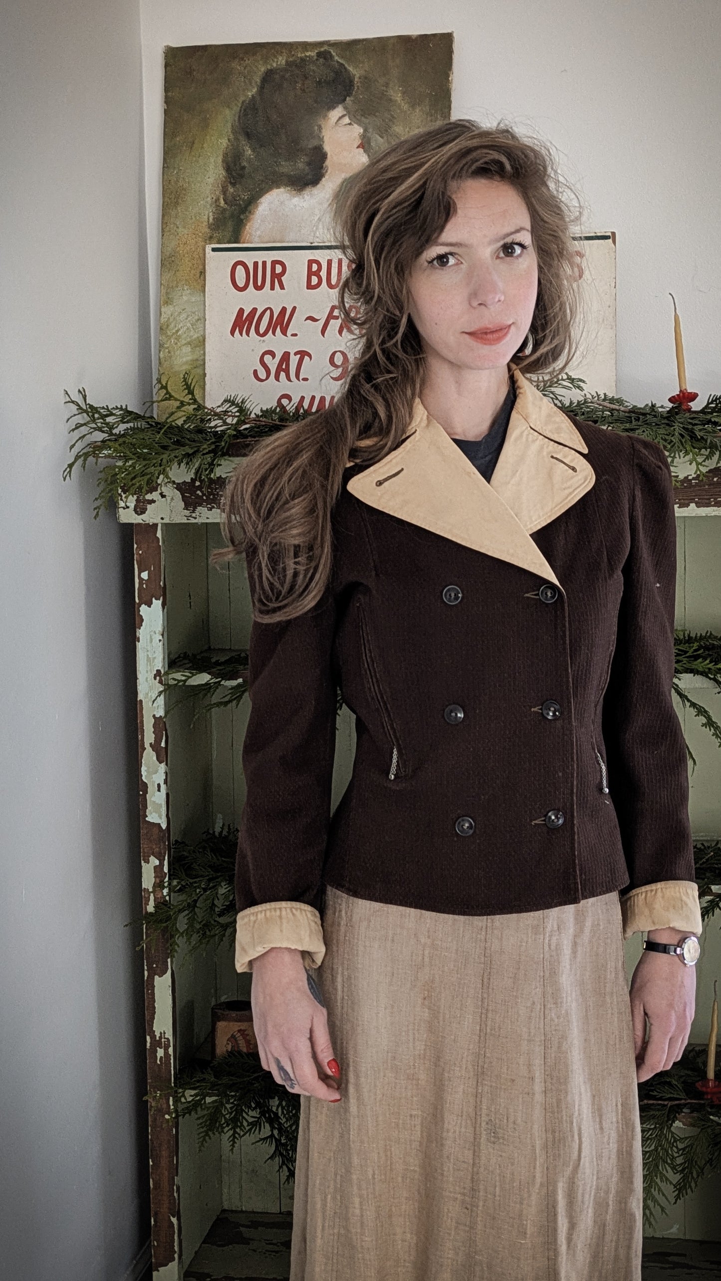 1930s Chocolate Brown Reversible Coat