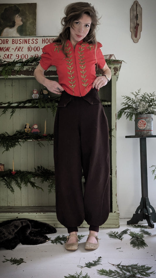 30s Chocolate Brown Ski Pants