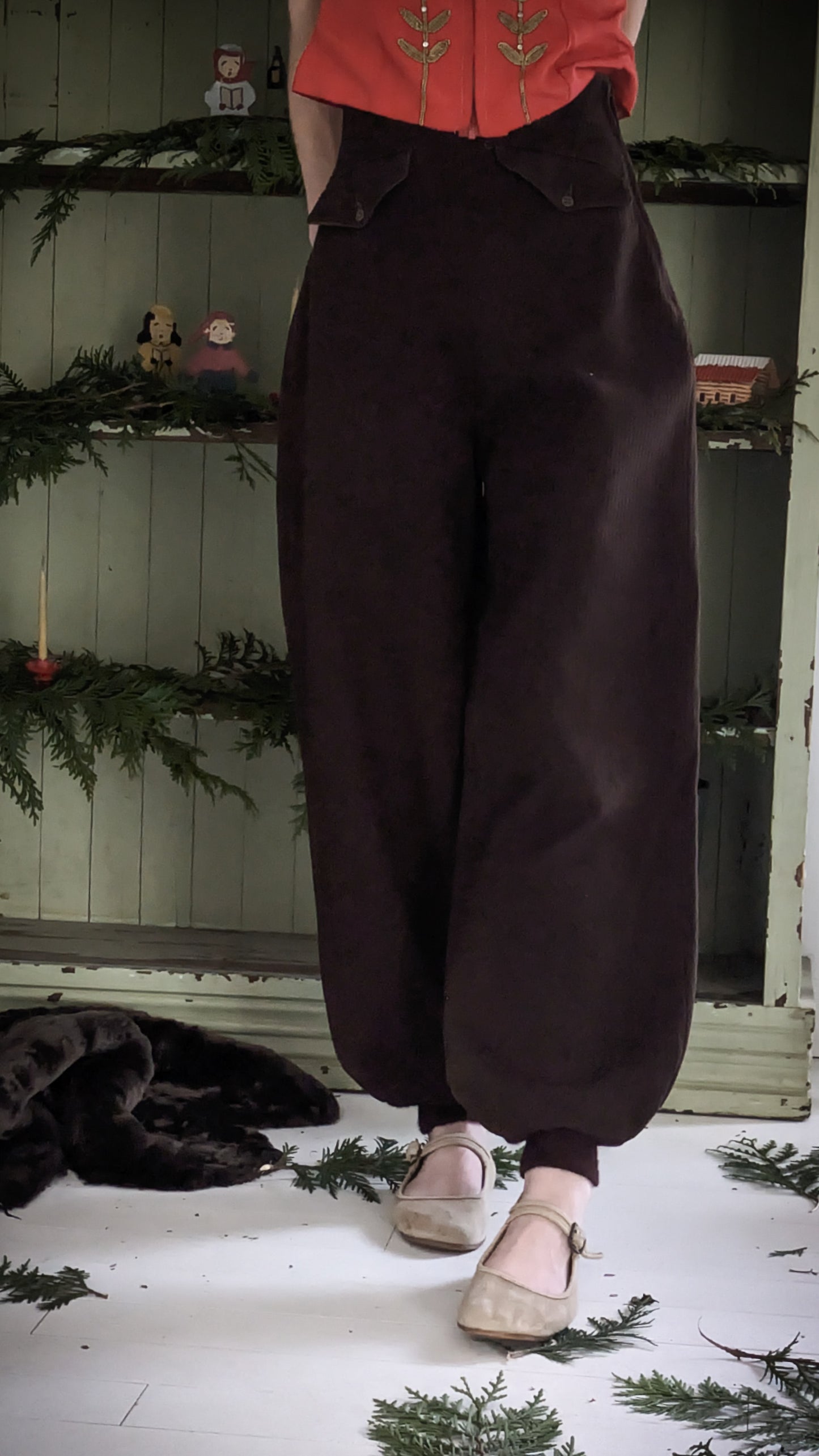 30s Chocolate Brown Ski Pants