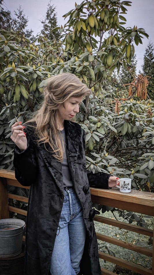 Black Victorian Short Fur Coat