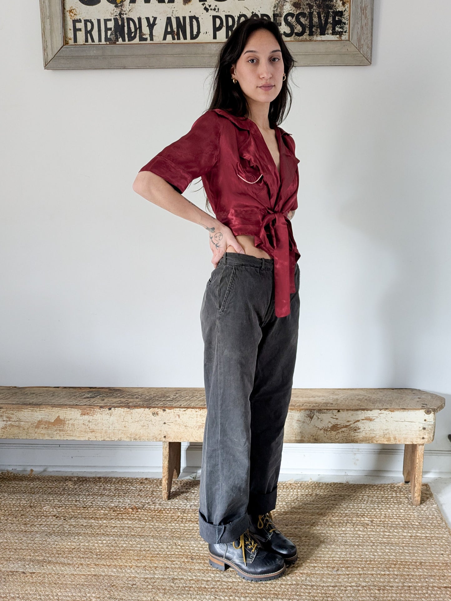 1940s Buckleback Black Trousers