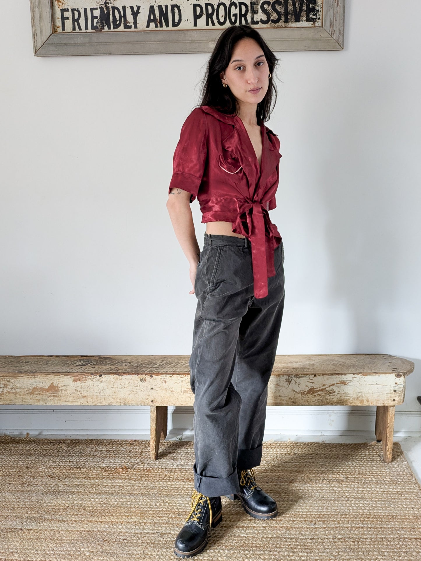 1940s Buckleback Black Trousers