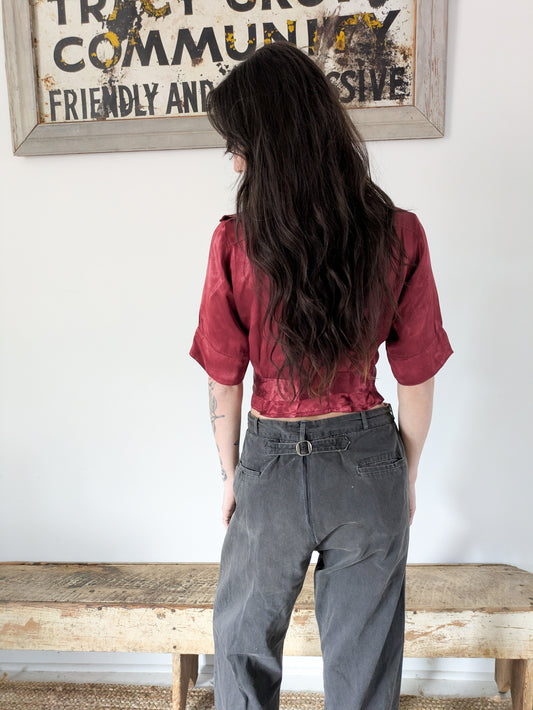 1940s Buckleback Black Trousers