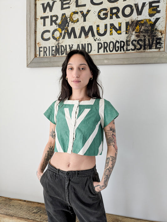 40s 50s Cropped Blouse