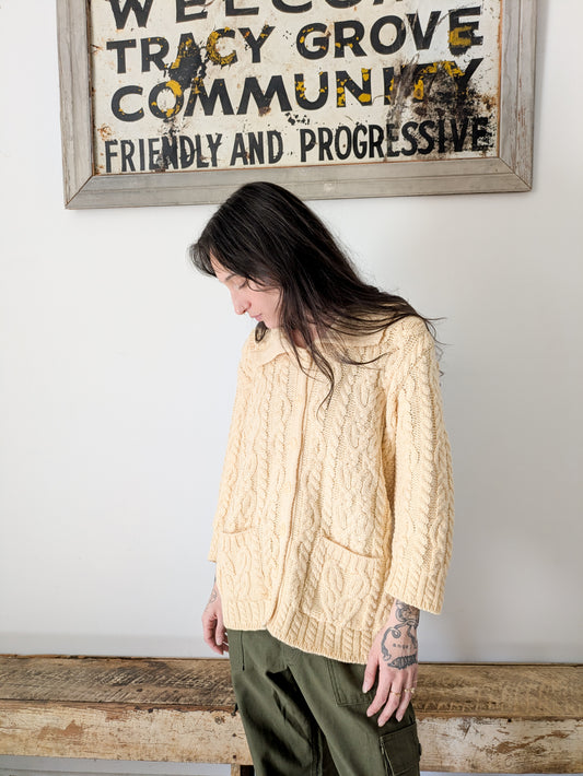 Cream Wool Oversized Cardigan