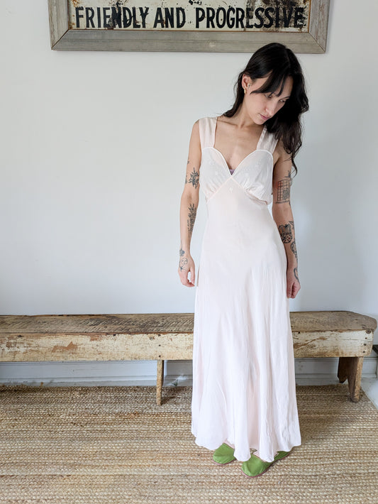 1940s Pink Rayon Slip Dress