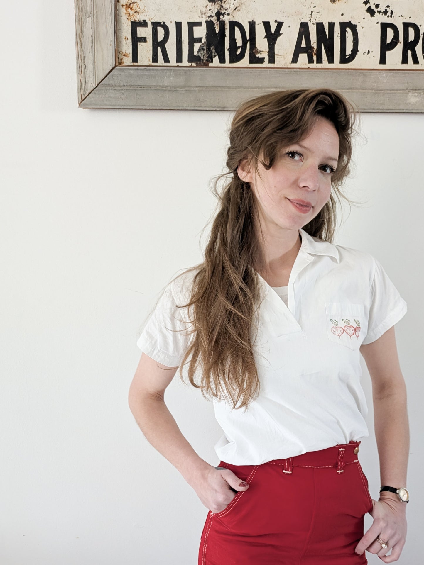 Happy Beet Pullover Blouse