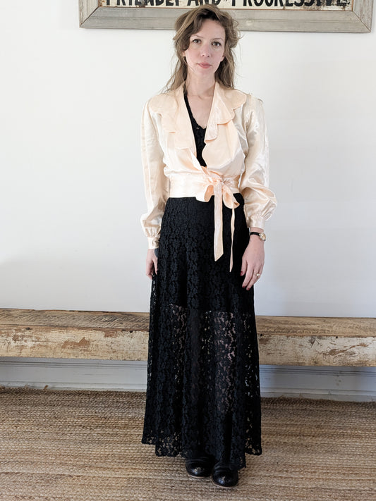 40s Satin Wrap Blouse