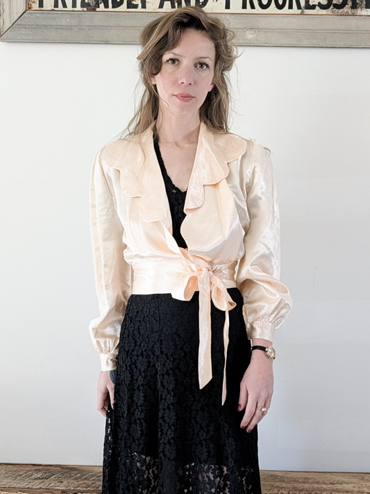 40s Satin Wrap Blouse
