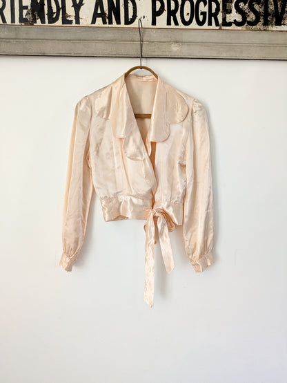40s Satin Wrap Blouse