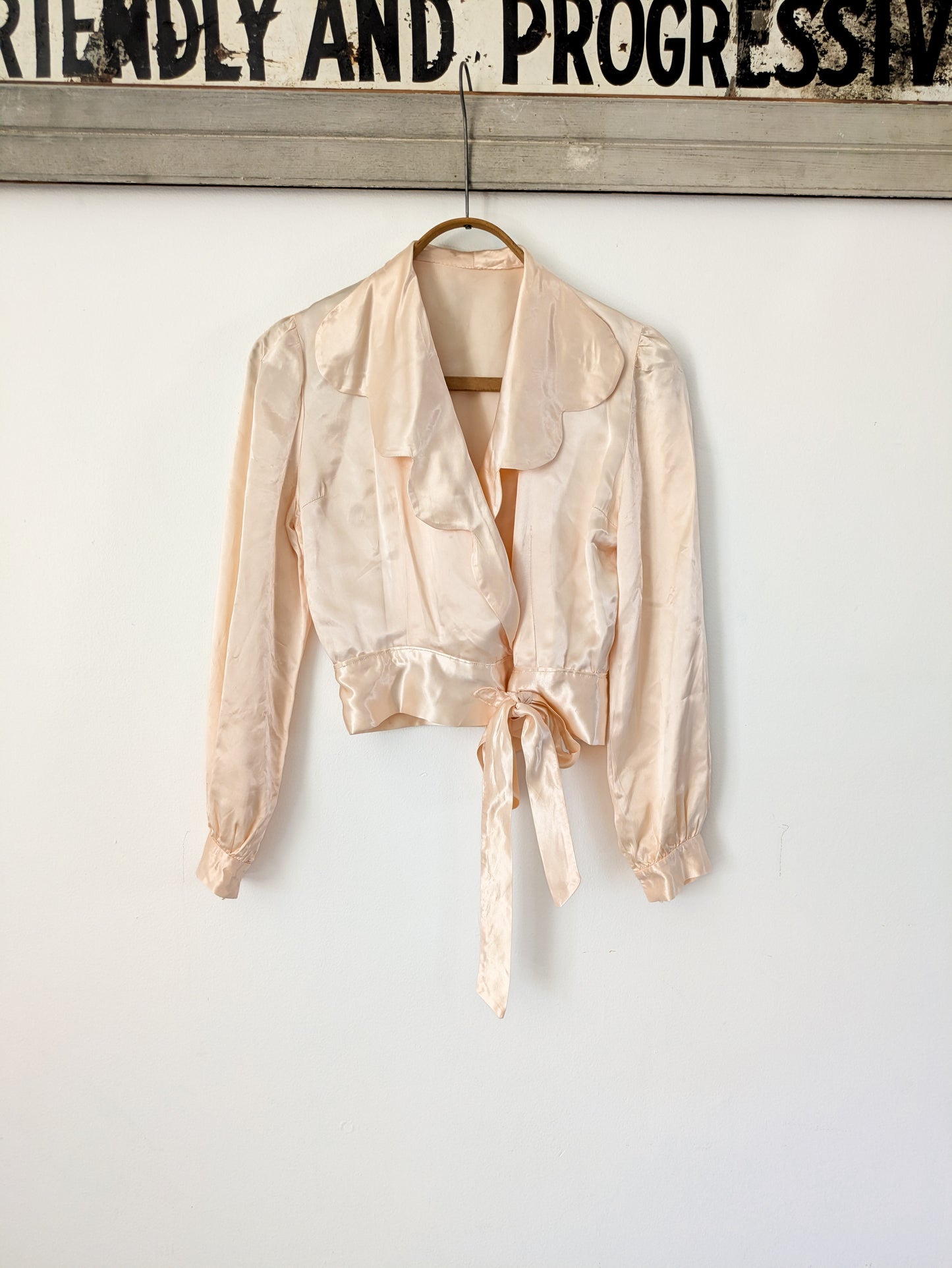 40s Satin Wrap Blouse