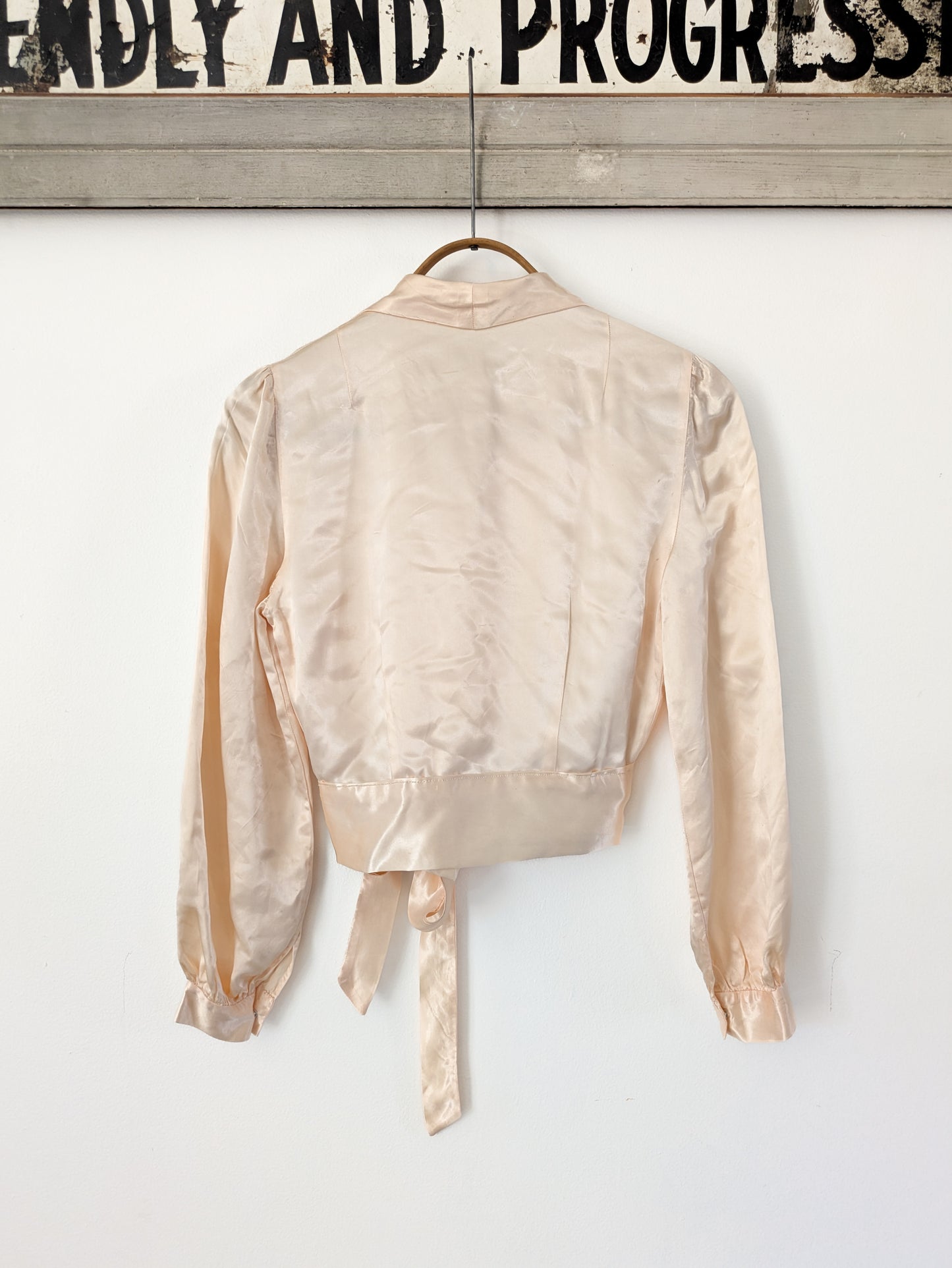 40s Satin Wrap Blouse