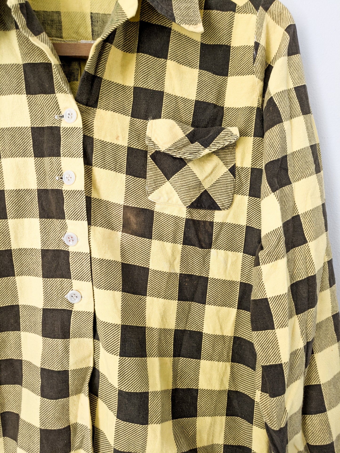40s Yellow Printed Blouse