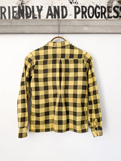 40s Yellow Printed Blouse