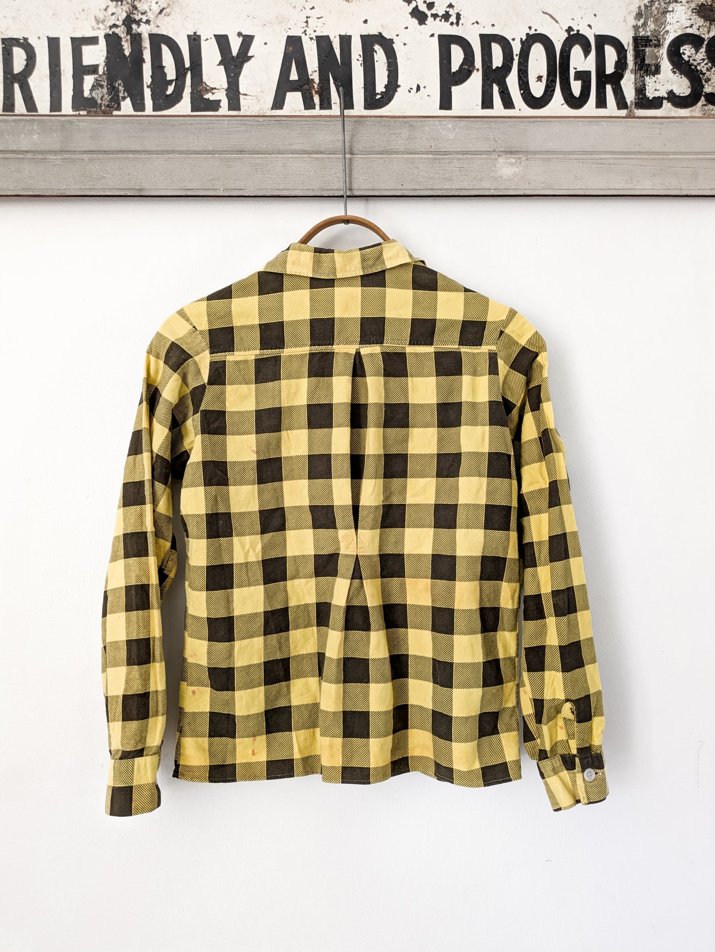 40s Yellow Printed Blouse