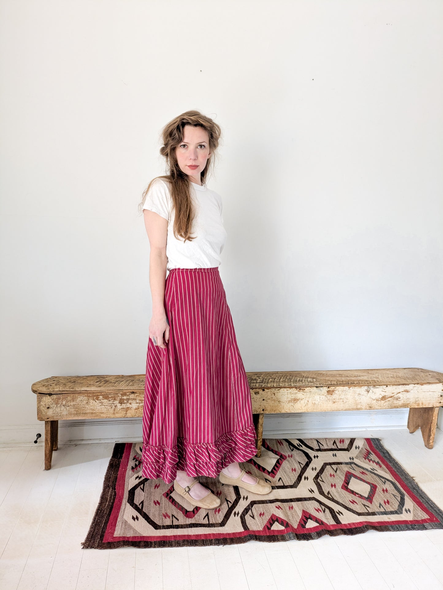Victorian Burgundy Calico Skirt