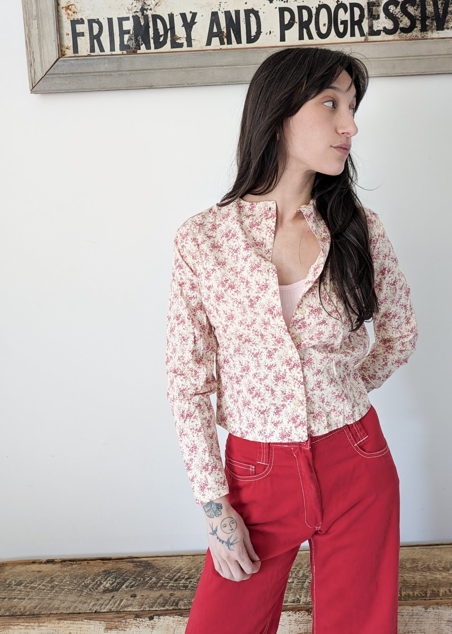 70s does 20s Floral Blouse