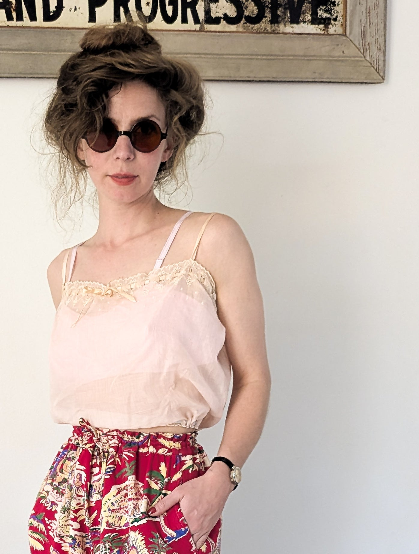 Antique Cropped Pink Top