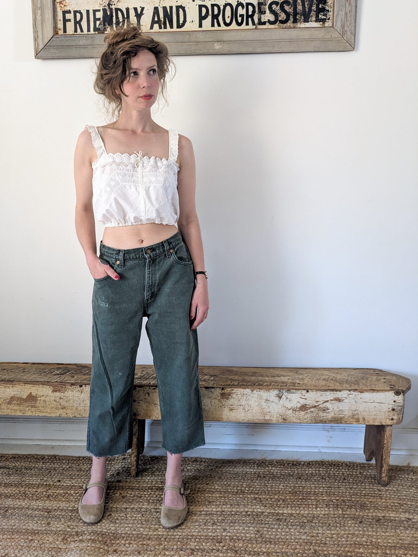 Cropped Cotton Levis