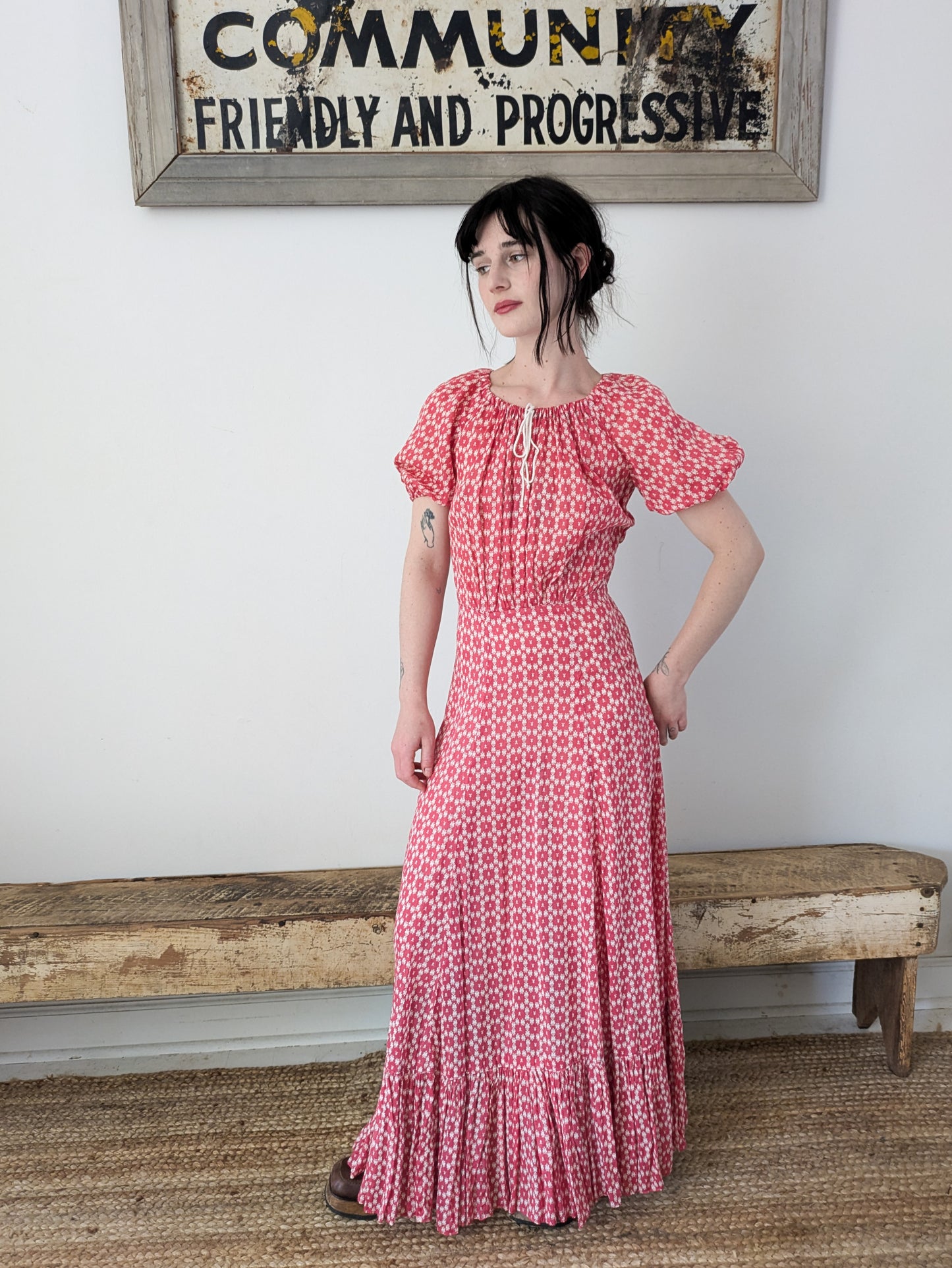 1940s Sheer Pink Gown