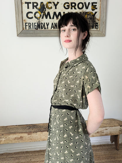 50s Sage Horses Dress