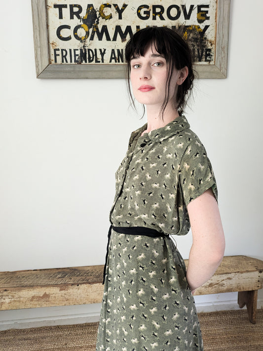 50s Sage Horses Dress