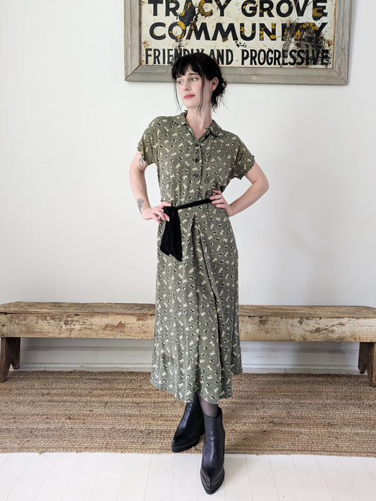 50s Sage Horses Dress