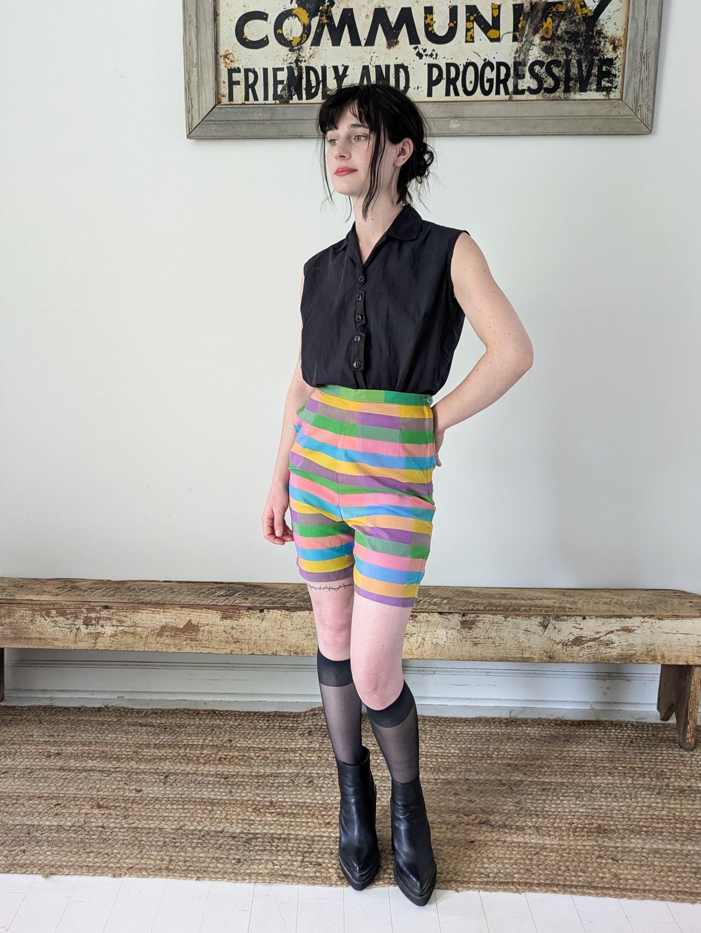 60s Rainbow Striped Shorts
