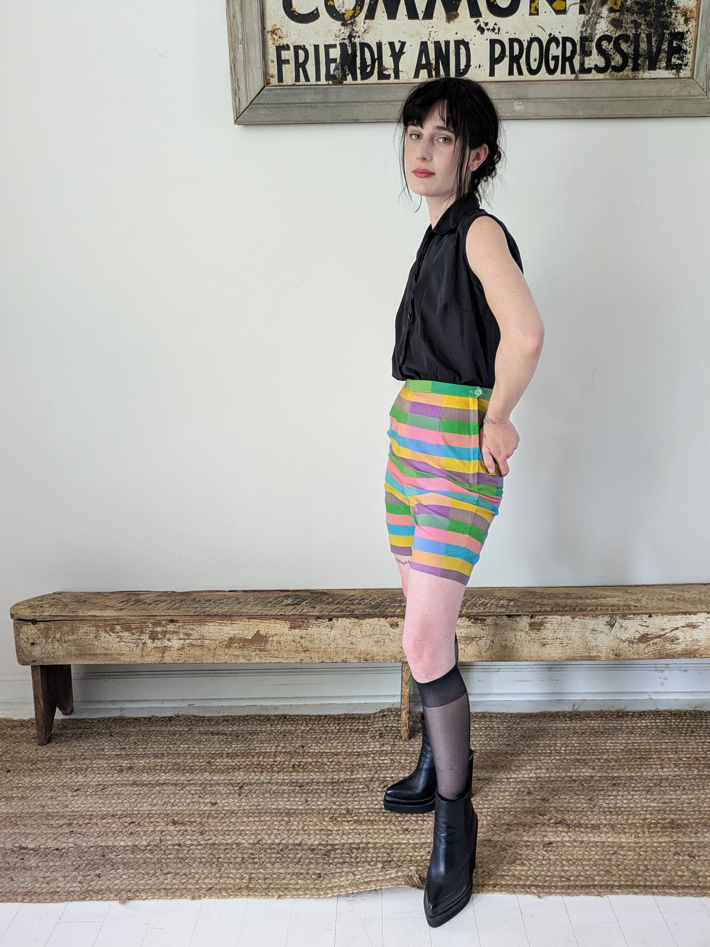 60s Rainbow Striped Shorts