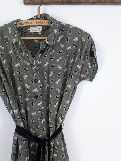 50s Sage Horses Dress