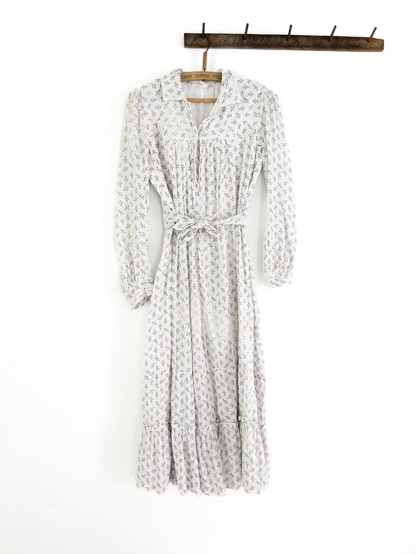 Late 1800s White Calico Gown