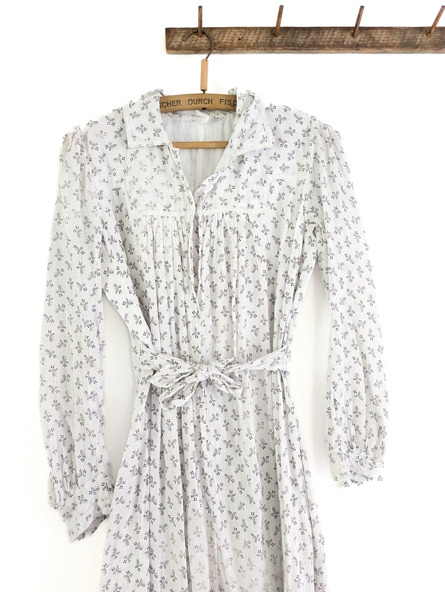 Late 1800s White Calico Gown
