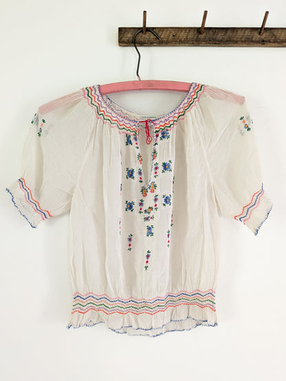 40s Hungarian Floral Blouse