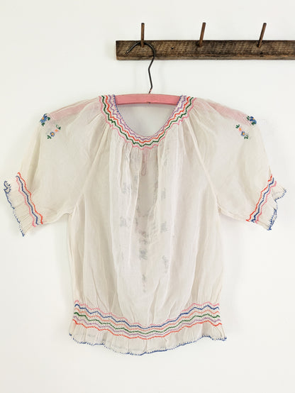 40s Hungarian Floral Blouse
