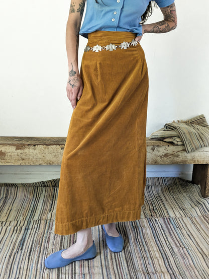 Ochre Corduroy Skirt