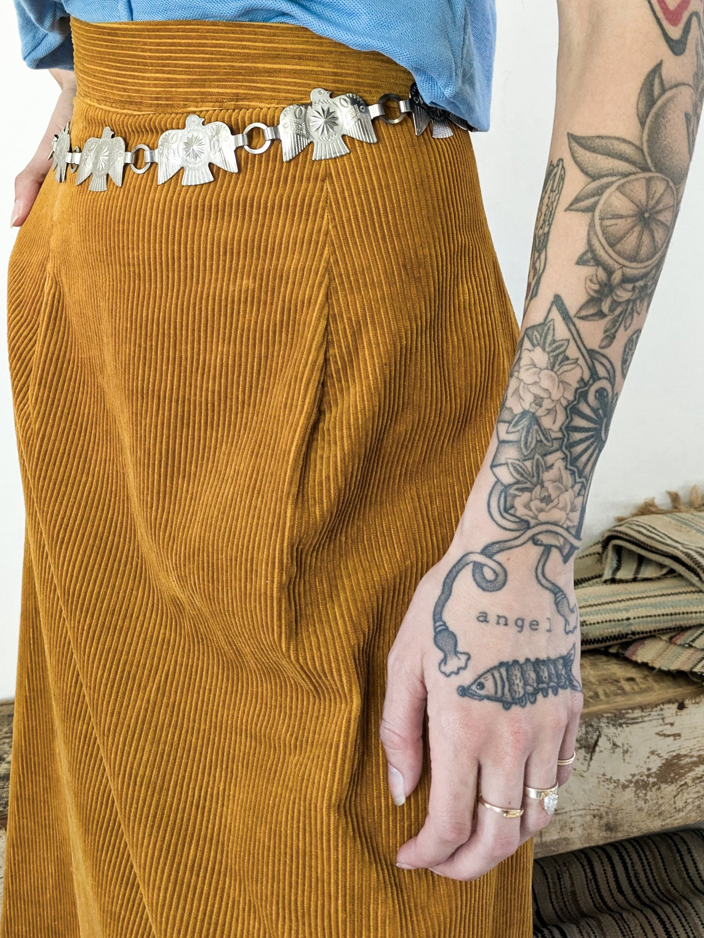 Ochre Corduroy Skirt