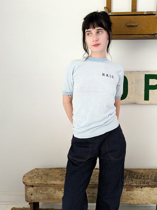Striped Mock Neck Tee