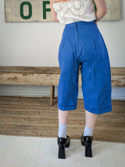 French Blue Cropped Trousers