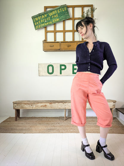 Coral Cotton Cropped Trousers