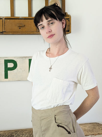 60s White Pocket Tee