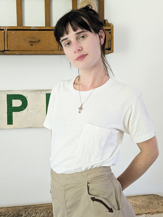 60s White Pocket Tee